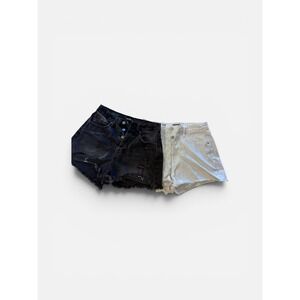 Wild Fable Lot Black and White  Denim Shorts Distressed High Waist Button Fly